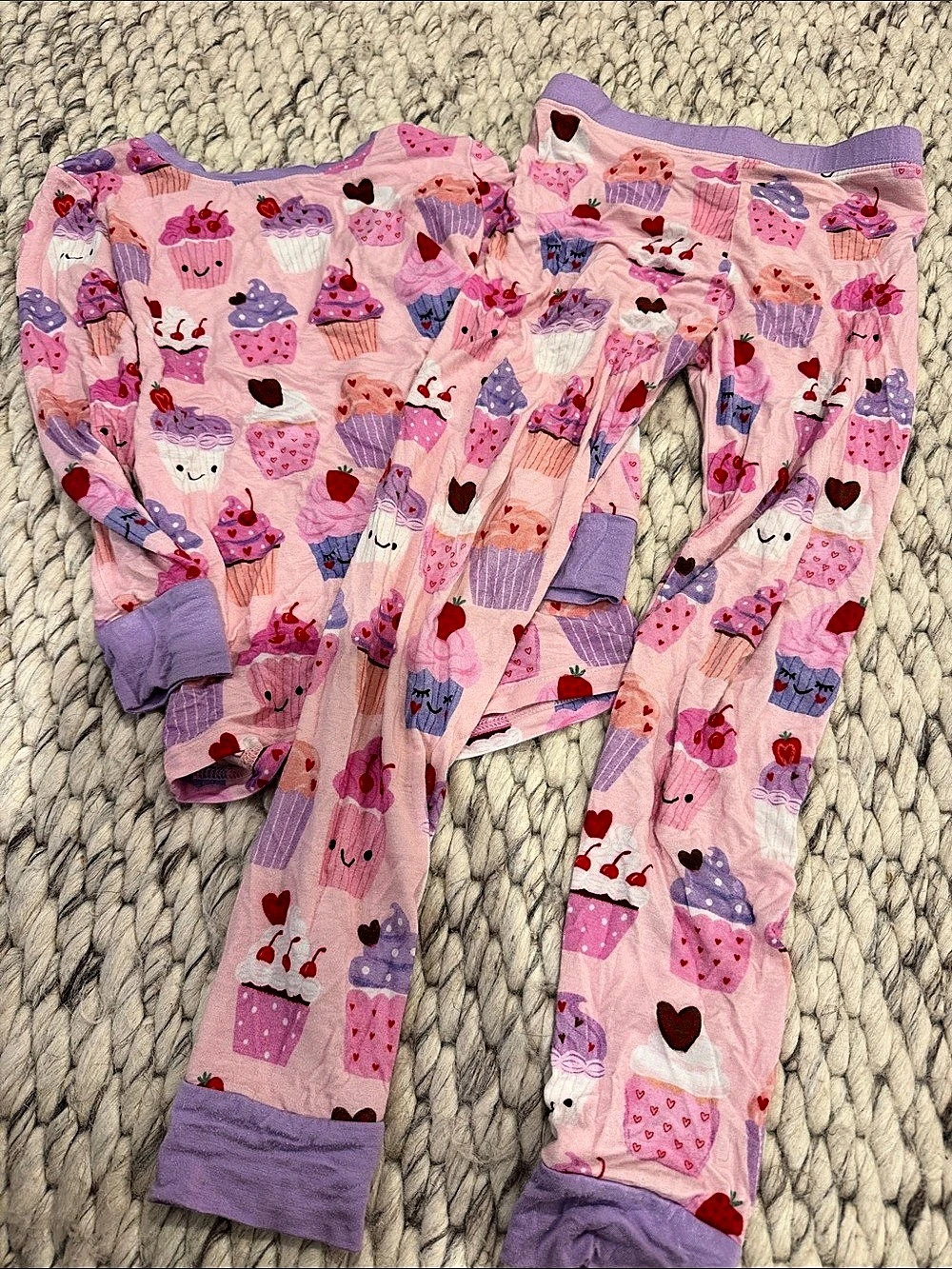 little sleepies Cupcake Kisses Long Sleeve Two-Piece Pajama Set Cupcake Print